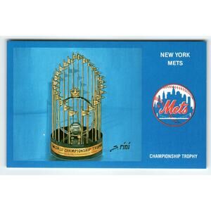 1969 NY Mets Baseball Postcard Susan Rini World Championship Trophy Unused